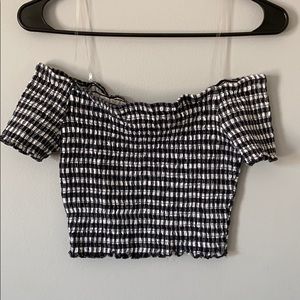 Charlotte Russe Black and White Crop Top Plaid